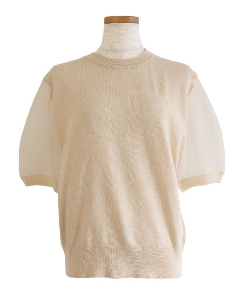 select MOCA Et(セレクトモカエト)の「【Et】Sheer Sleeve Knit Tops(ニット/セーター・レディース・ブラック/ベージュ/グレー・FREE)」の9枚目の写真