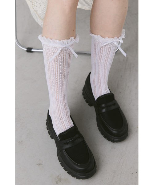 直営店◆Maison Marghiera◆リボン付きソックス セール】リボンテープレースソックス（ソックス/靴下）｜un/neu