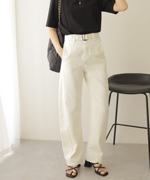 LAULEN（ローレン）の「belt high waist denim pants /ベルト付き ハイウエスト カーブ デニム パンツ（デニムパンツ・レディース）」