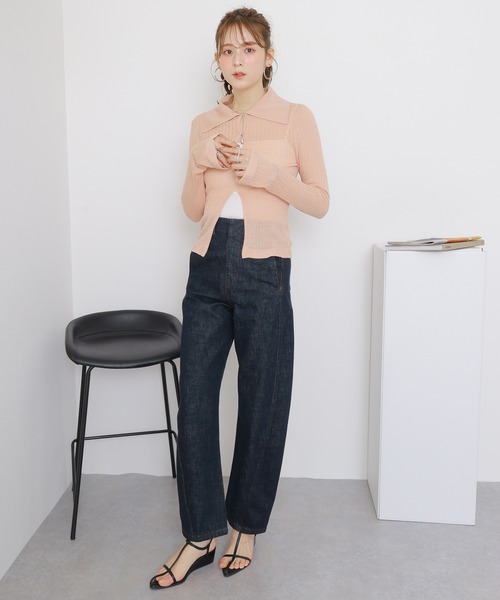 LAULEN（ローレン）の「belt high waist denim pants /ベルト付き ハイウエスト カーブ デニム パンツ（デニムパンツ・レディース・アイボリー/ネイビー・XS/S/M）」の22枚目の写真