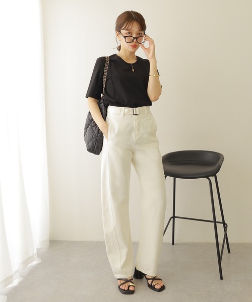 LAULEN（ローレン）の「belt high waist denim pants /ベルト付き ハイウエスト カーブ デニム パンツ（デニムパンツ・レディース・アイボリー/ネイビー・XS/S/M）」の21枚目の写真