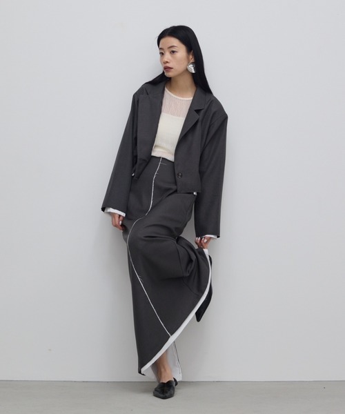 AIC.（エーアイシー）の「カットオフデザインショートジャケット（テーラードジャケット・レディース・グレー/イエロー・FREE）」の17枚目の写真