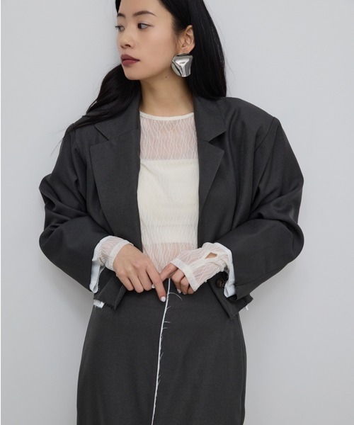 AIC.（エーアイシー）の「カットオフデザインショートジャケット（テーラードジャケット・レディース・グレー/イエロー・FREE）」の6枚目の写真