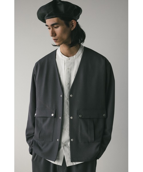 STYLEMIXER(スタイルミキサー)の「ポケットノーカラージャケット(ノーカラージャケット・メンズ・グレー/ブラック・MEDIUM/LARGE)」の2枚目の写真
