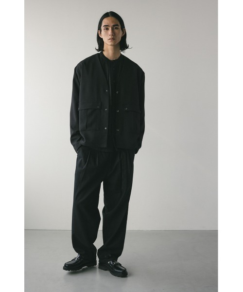 STYLEMIXER(スタイルミキサー)の「ポケットノーカラージャケット(ノーカラージャケット・メンズ・グレー/ブラック・MEDIUM/LARGE)」の3枚目の写真