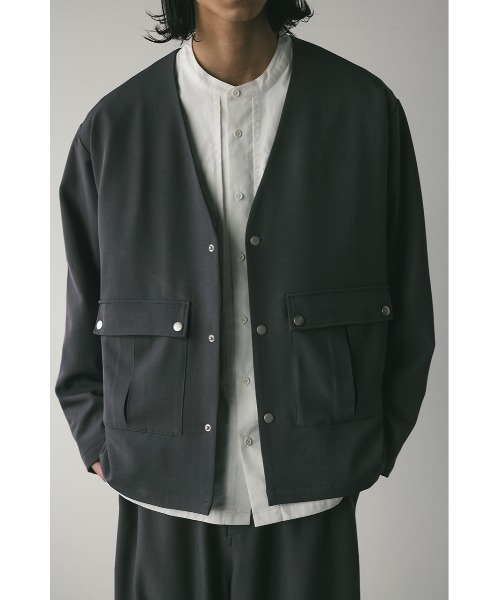 STYLEMIXER(スタイルミキサー)の「ポケットノーカラージャケット(ノーカラージャケット・メンズ・グレー/ブラック・MEDIUM/LARGE)」の16枚目の写真