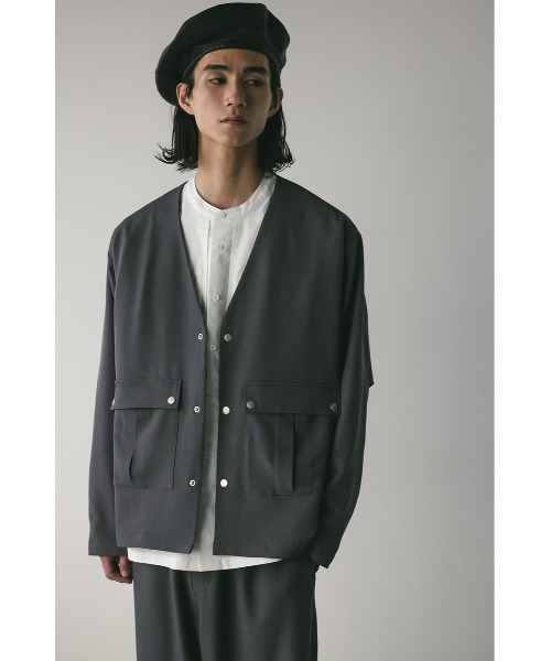 STYLEMIXER(スタイルミキサー)の「ポケットノーカラージャケット(ノーカラージャケット・メンズ・グレー/ブラック・MEDIUM/LARGE)」の19枚目の写真
