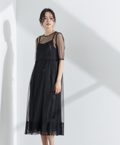 セール】kaene/シャンブレーキャミドッキングドレス（ワンピース