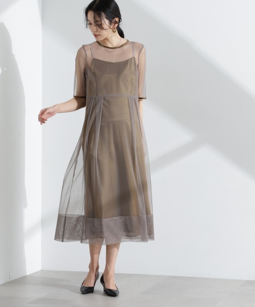セール】kaene/シャンブレーキャミドッキングドレス（ワンピース