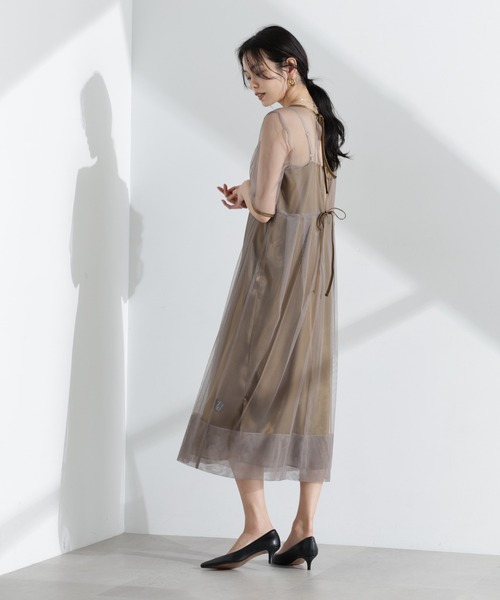 セール】kaene/シャンブレーキャミドッキングドレス（ワンピース