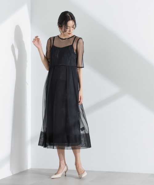 セール】kaene/シャンブレーキャミドッキングドレス（ワンピース