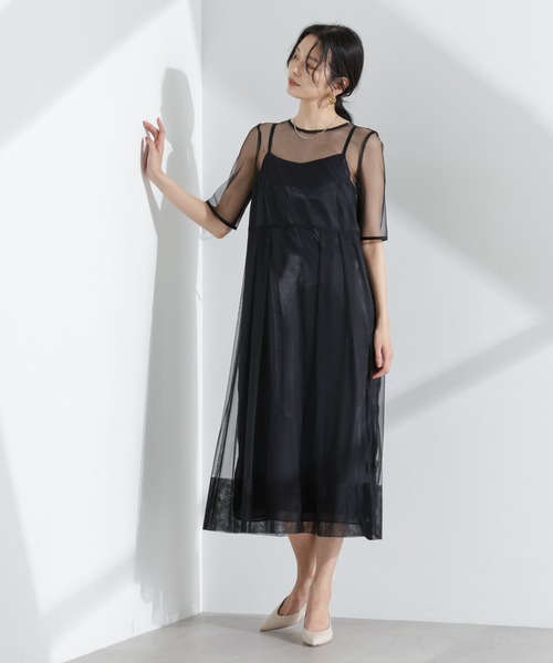 kaene(カエン)の「kaene/シャンブレーキャミドッキングドレス(ワンピース・レディース・ブラック/ブラウン・38)」の4枚目の写真