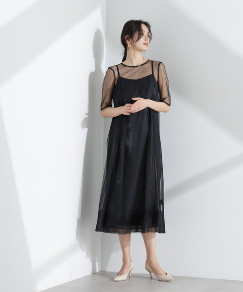 セール】kaene/シャンブレーキャミドッキングドレス（ワンピース