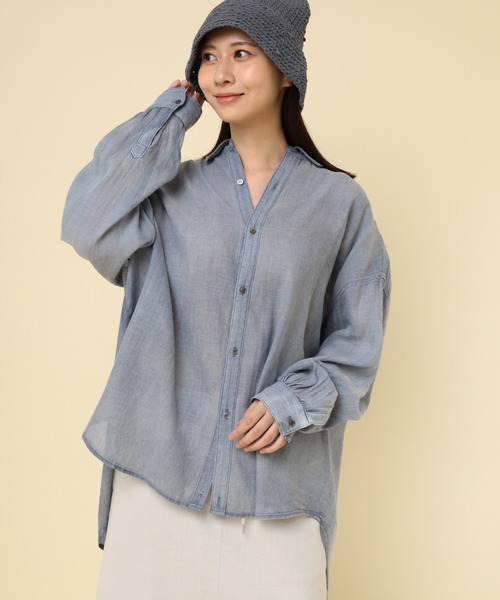 RNA-N（アールエヌエーエヌ）の「B2866 ２．２オンスギャザーシャツブラウス（シャツ/ブラウス・レディース・ライトインディゴブルー/ダークインディゴブルー/ブラック・FREE）」の3枚目の写真