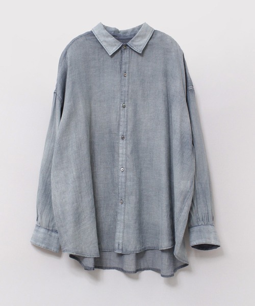 RNA-N（アールエヌエーエヌ）の「B2866 ２．２オンスギャザーシャツブラウス（シャツ/ブラウス・レディース・ライトインディゴブルー/ダークインディゴブルー/ブラック・FREE）」の9枚目の写真