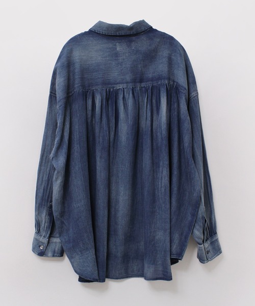 RNA-N（アールエヌエーエヌ）の「B2866 ２．２オンスギャザーシャツブラウス（シャツ/ブラウス・レディース・ライトインディゴブルー/ダークインディゴブルー/ブラック・FREE）」の10枚目の写真