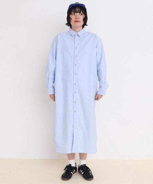 スプラッシュ 落書き インク 長袖シャツ ワンピース M32509 mimigrant シャツワンピース ロング丈長袖 春夏秋 30代 40代 50