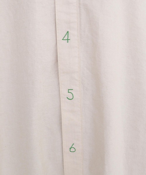 40/1オックス 数字刺繍 長袖シャツワンピース（シャツワンピース
