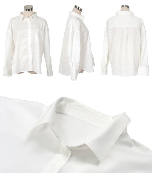 Petitle（プチレ）の「[ 低身長向けサイズ ] ベーシックオーバーシャツ（シャツ/ブラウス・レディース・ライトブルー/イエロー/オフホワイト/ピンク/ブラウン/ベージュ/チェック・PM）」の12枚目の写真