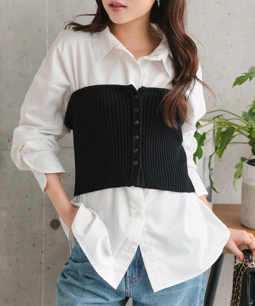 Petitle（プチレ）の「[ 低身長向けサイズ ] ベーシックオーバーシャツ（シャツ/ブラウス・レディース・ライトブルー/イエロー/オフホワイト/ピンク/ブラウン/ベージュ/チェック・PM）」の21枚目の写真