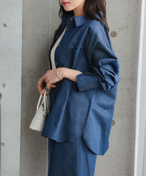 Petitle（プチレ）の「[ 低身長向けサイズ ] ベーシックオーバーシャツ（シャツ/ブラウス・レディース・ライトブルー/イエロー/オフホワイト/ピンク/ブラウン/ベージュ/チェック・PM）」の22枚目の写真