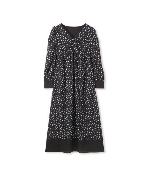 QUEENS COURT(クイーンズコート)の「ジオメトリックハートプリントワンピース≪手洗い可能≫(ワンピース・レディース・ブラック/オフホワイト・M)」の3枚目の写真