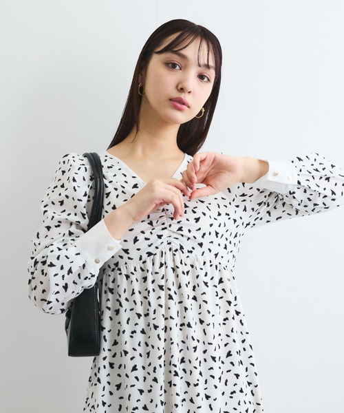 QUEENS COURT(クイーンズコート)の「ジオメトリックハートプリントワンピース≪手洗い可能≫(ワンピース・レディース・ブラック/オフホワイト・M)」の12枚目の写真