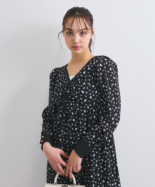QUEENS COURT(クイーンズコート)の「ジオメトリックハートプリントワンピース≪手洗い可能≫(ワンピース・レディース・ブラック/オフホワイト・M)」の21枚目の写真