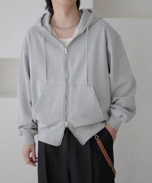 epnok（エプノック）の「ヘビーウェイトダブルジップフーディー（パーカー・メンズ・杢グレー/ブラック・SMALL/MEDIUM/LARGE）」の2枚目の写真