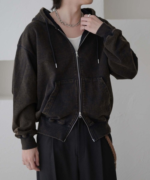 epnok（エプノック）の「ヘビーウェイトダブルジップフーディー（パーカー・メンズ・杢グレー/ブラック・SMALL/MEDIUM/LARGE）」の12枚目の写真