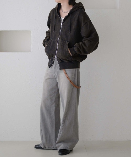 epnok（エプノック）の「ヘビーウェイトダブルジップフーディー（パーカー・メンズ・杢グレー/ブラック・SMALL/MEDIUM/LARGE）」の19枚目の写真