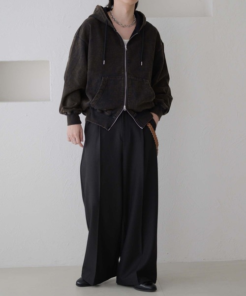 epnok（エプノック）の「ヘビーウェイトダブルジップフーディー（パーカー・メンズ・杢グレー/ブラック・SMALL/MEDIUM/LARGE）」の14枚目の写真