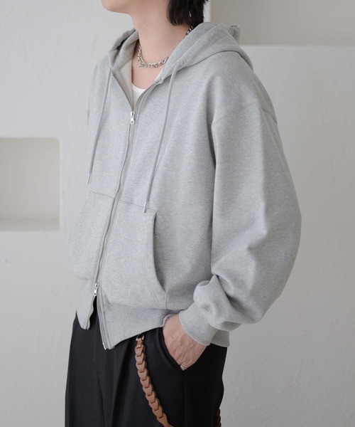 epnok（エプノック）の「ヘビーウェイトダブルジップフーディー（パーカー・メンズ・杢グレー/ブラック・SMALL/MEDIUM/LARGE）」の22枚目の写真