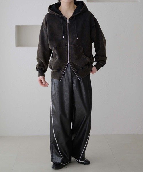 epnok（エプノック）の「ヘビーウェイトダブルジップフーディー（パーカー・メンズ・杢グレー/ブラック・SMALL/MEDIUM/LARGE）」の21枚目の写真