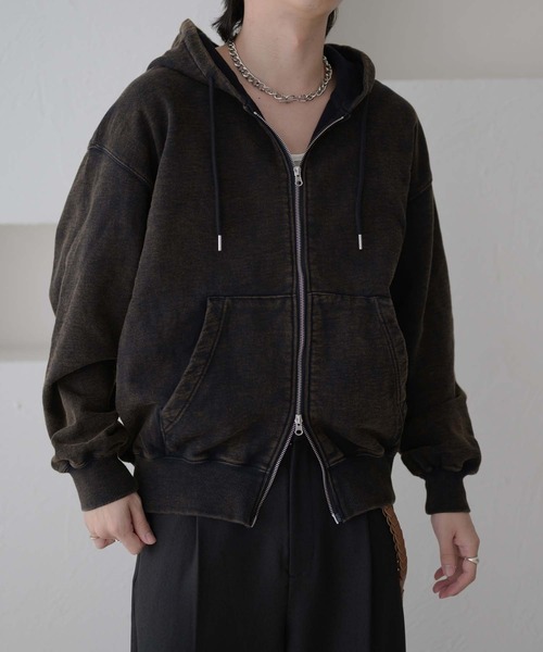 epnok（エプノック）の「ヘビーウェイトダブルジップフーディー（パーカー・メンズ・杢グレー/ブラック・SMALL/MEDIUM/LARGE）」の11枚目の写真