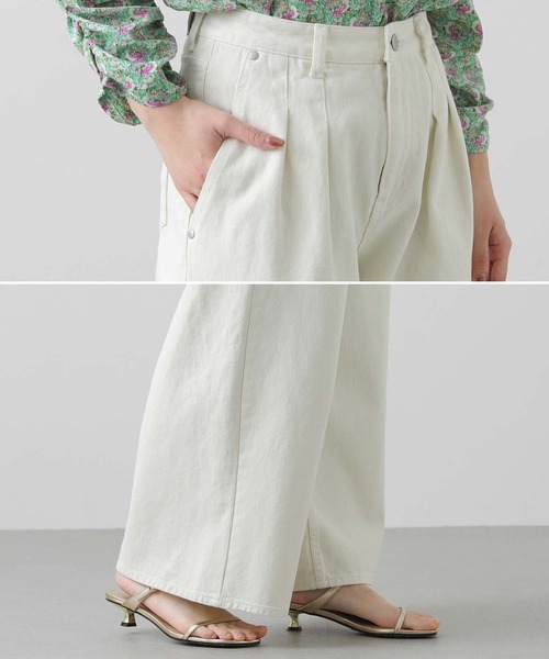 Gready Brilliant（グレディブリリアン）の「２タックワイドデニム（デニムパンツ・レディース・ブルー系/ピンク/オフホワイト・38）」の6枚目の写真