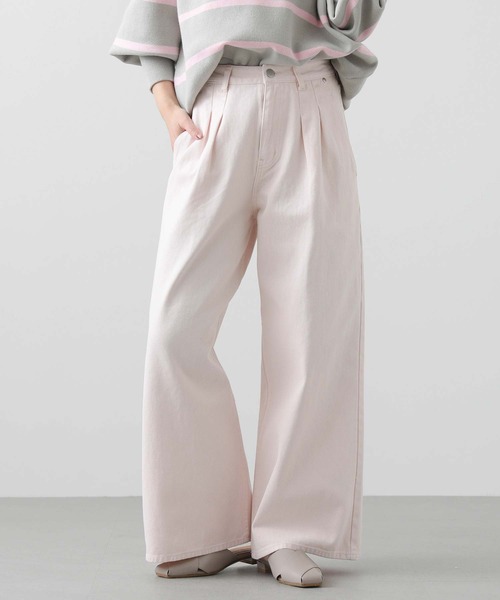 Gready Brilliant（グレディブリリアン）の「２タックワイドデニム（デニムパンツ・レディース・ブルー系/ピンク/オフホワイト・38）」の14枚目の写真