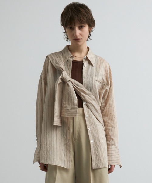 CREDONA（クレドナ）の「PRIMO MULCH SHIRTS/プリモマルチシャツ（シャツ/ブラウス・レディース・ブルー/ホワイト/ベージュ・FREE）」の3枚目の写真