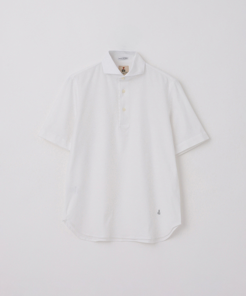 GUY ROVER(ギローバー)の「GUY ROVER (ギローバー) 別注 ジャージーカッタウェイポロシャツ(ポロシャツ・メンズ・ネイビー/ブラック/ブラウン/ホワイト×ホワイト/グレー・MEDIUM/SMALL/X-LARGE/LARGE)」の2枚目の写真