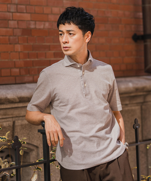 GUY ROVER(ギローバー)の「GUY ROVER (ギローバー) 別注 ジャージーカッタウェイポロシャツ(ポロシャツ・メンズ・ネイビー/ブラック/ブラウン/ホワイト×ホワイト/グレー・MEDIUM/SMALL/X-LARGE/LARGE)」の21枚目の写真