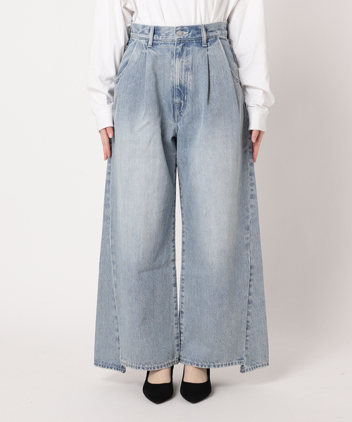 JOURNAL STANDARD（ジャーナルスタンダード）の「《追加2》2タックワイドデニムパンツ（デニムパンツ・レディース・サックスブルー/ブルー系その他・36/38）」の4枚目の写真