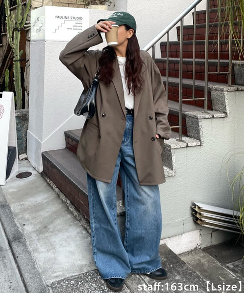 DISCOAT（ディスコート）の「【サイズ追加！/ユニセックス】デニムタックワイドパンツ（デニムパンツ・レディース・ブラック/ブルー/サックスブルー・MEDIUM/LARGE/SMALL）」の20枚目の写真