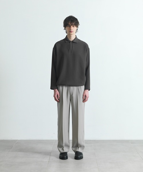 CITY TOKYO（シティトウキョウ）の「Multi-flex スキッパー長袖ポロシャツ（ポロシャツ・メンズ・ブラック/ダークブラウン・1/2）」の13枚目の写真