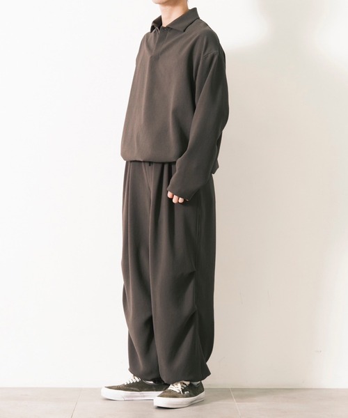 CITY TOKYO（シティトウキョウ）の「Multi-flex スキッパー長袖ポロシャツ（ポロシャツ・メンズ・ブラック/ダークブラウン・1/2）」の20枚目の写真