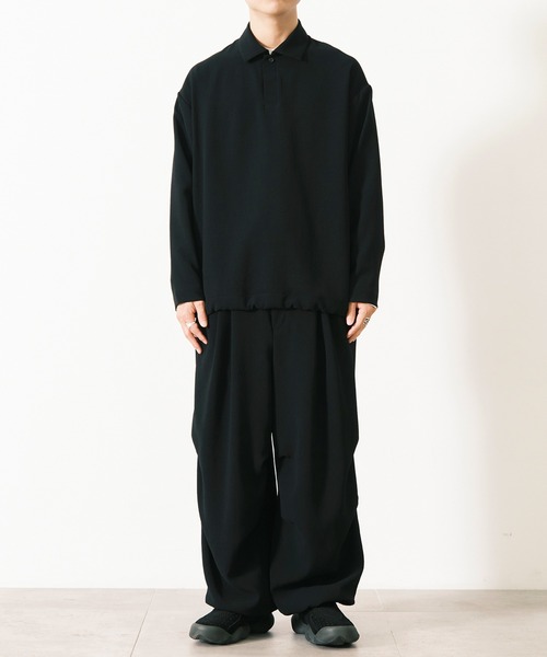 CITY TOKYO（シティトウキョウ）の「Multi-flex スキッパー長袖ポロシャツ（ポロシャツ・メンズ・ブラック/ダークブラウン・1/2）」の17枚目の写真