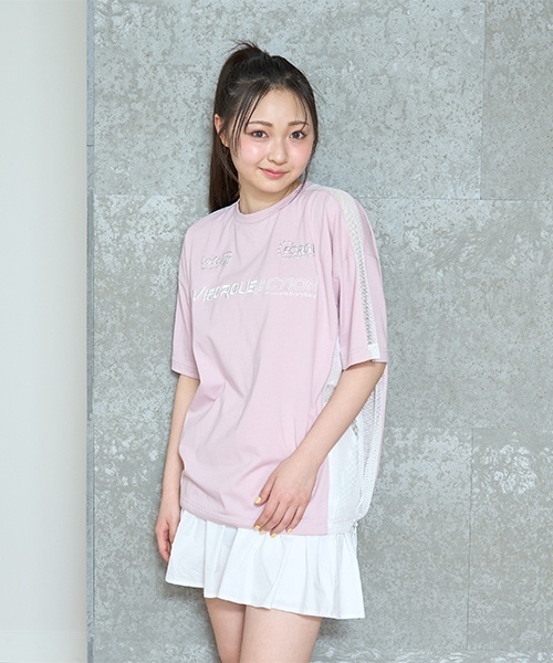 LOVETOXIC(ラブトキシック)の「【LTXC】【吸水速乾/さらさら】キリカエゲームT(Tシャツ/カットソー・キッズ・オフホワイト/ブラック/ピンク/ネイビー・L:160cm/S:140cm/M:150cm)」の4枚目の写真