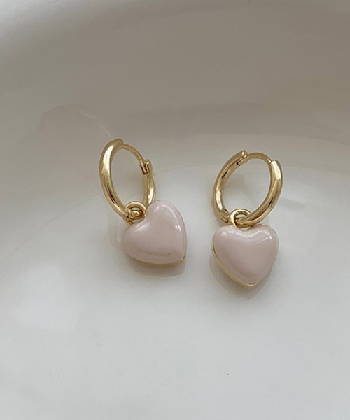 yu-ka(ユーカ)の「YU-KA:レトロカラーハートフープピアス retoro color Heart hoop pierce(ピアス(両耳用)・レディース・ワインレッド/グリーン/ホワイト・FREE)」の6枚目の写真