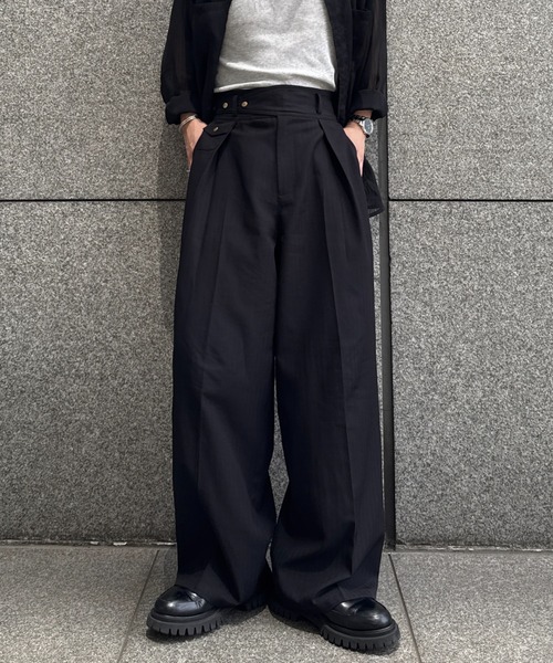 Tシャツ・カットソー Our wide Gurkha slacks BLACK Black Sign Military Herringbone Wide Gurkha Pants - Soldier