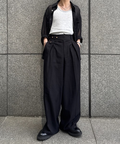ONCILY（オンシェリー）の「TUCK WIDE GURKHA SLACKS / タックワイドグルカスラックス（スラックス・メンズ・チャコールグレー/ネイビー系/ネイビー/ブラック/グレー系その他/その他・SMALL/MEDIUM/LARGE）」の9枚目の写真
