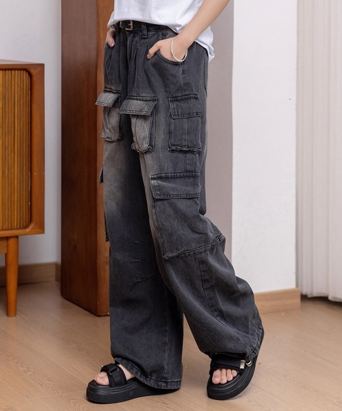 00s SWAGGER多機能マルチポケットUSED加工デニムパンツショーツY2K 00s SWAGGER多機能マルチポケットUSED加工デニムパンツショーツ